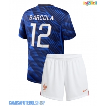 Camisa de time de futebol França Bradley Barcola #12 Replicas 1º Equipamento Infantil Mundo 2026 Manga Curta (+ Calças curtas)